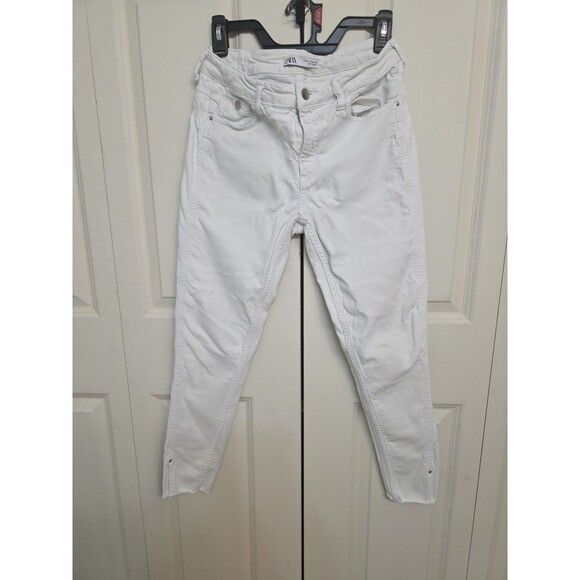 Zara Womens White Denim Raw Hem Ankle Jeans, Size 6 - Picture 6 of 13